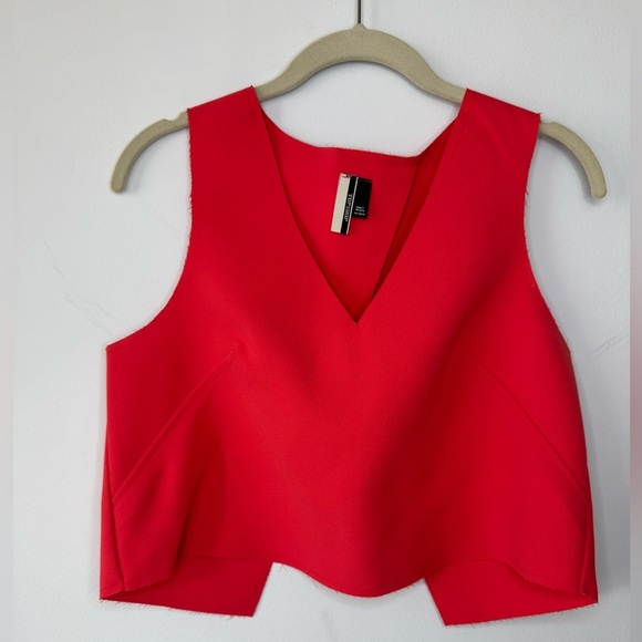Topshop Coral Asymmetrical Crop Tank Top - Picture 1 of 16